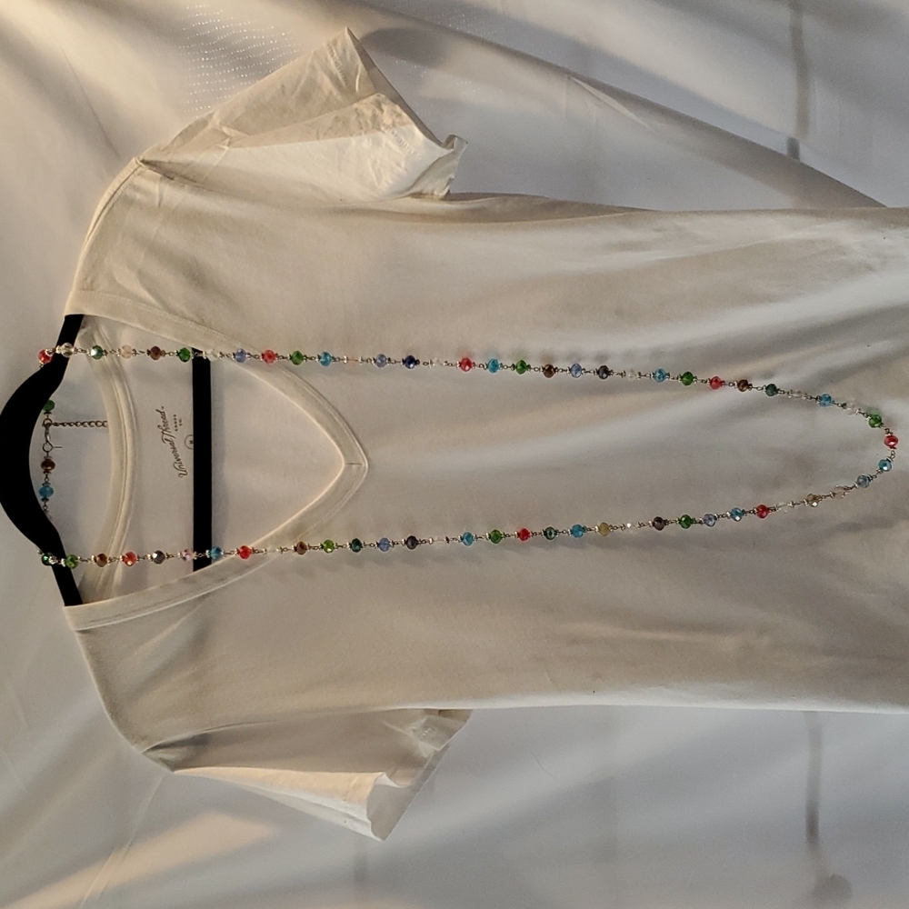 Premier Designs 60 inch silver multi colored beaded necklace
